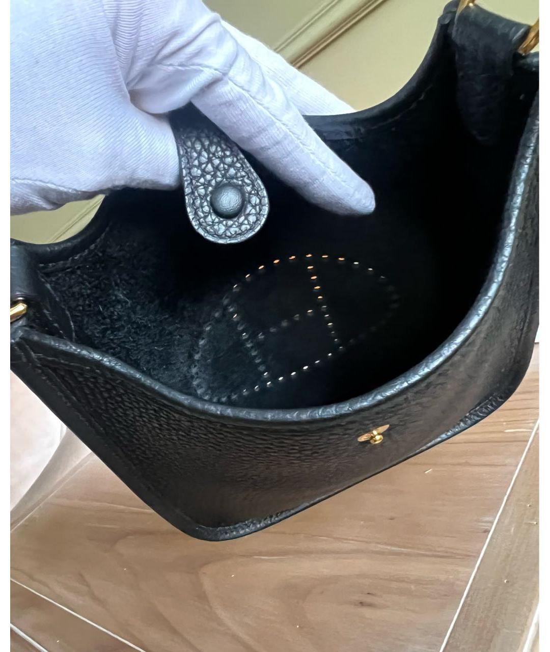 HERMES Черная кожаная сумка через плечо, фото 6