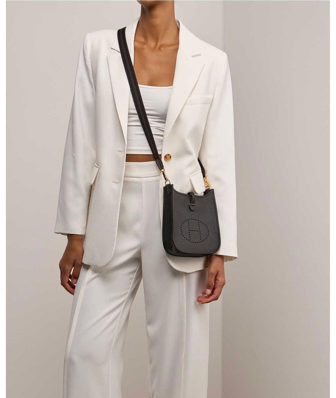 HERMES Черная кожаная сумка через плечо, фото 2