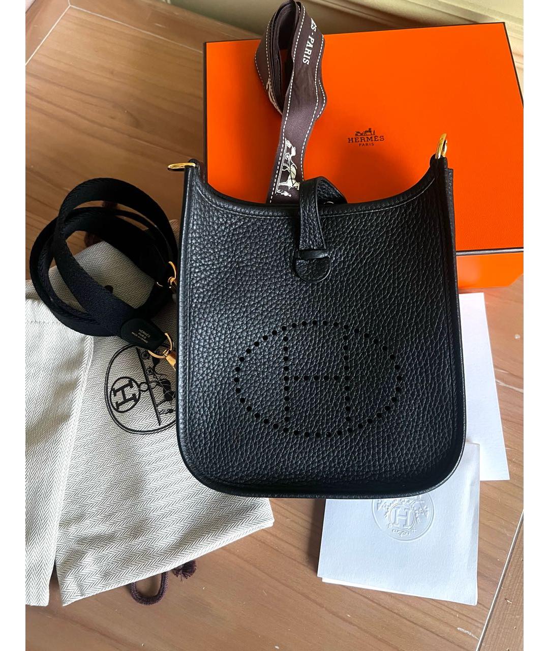HERMES Черная кожаная сумка через плечо, фото 4