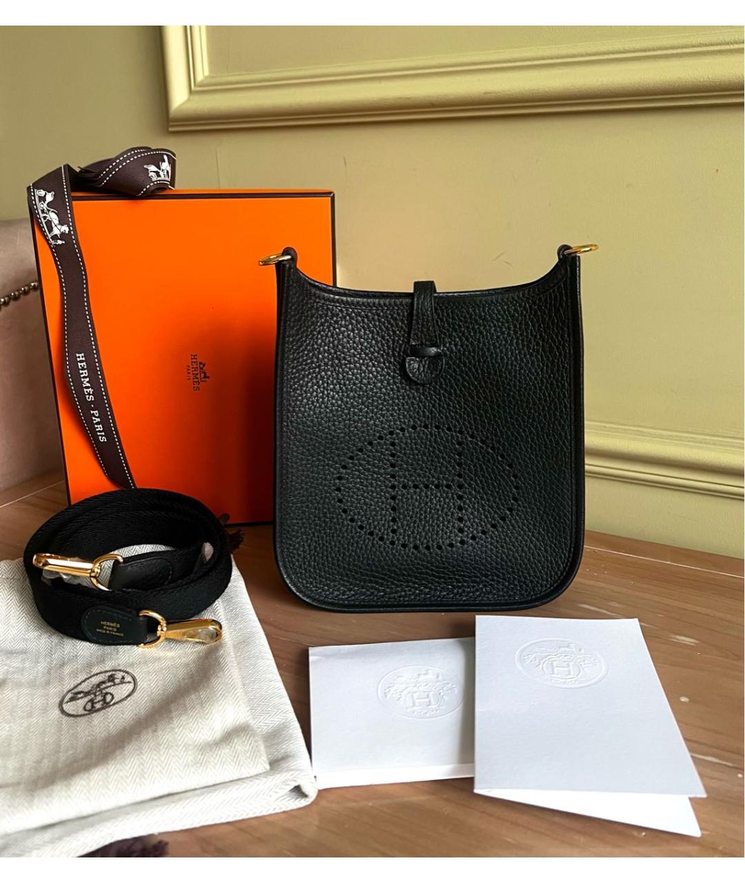 HERMES Черная кожаная сумка через плечо, фото 8