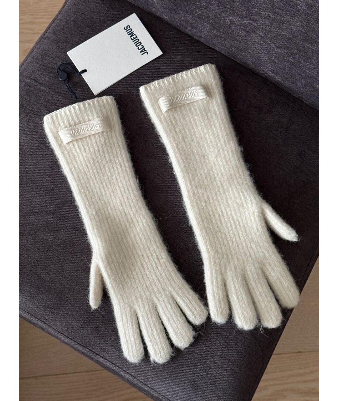 JACQUEMUS Бежевые шерстяные перчатки, фото 5