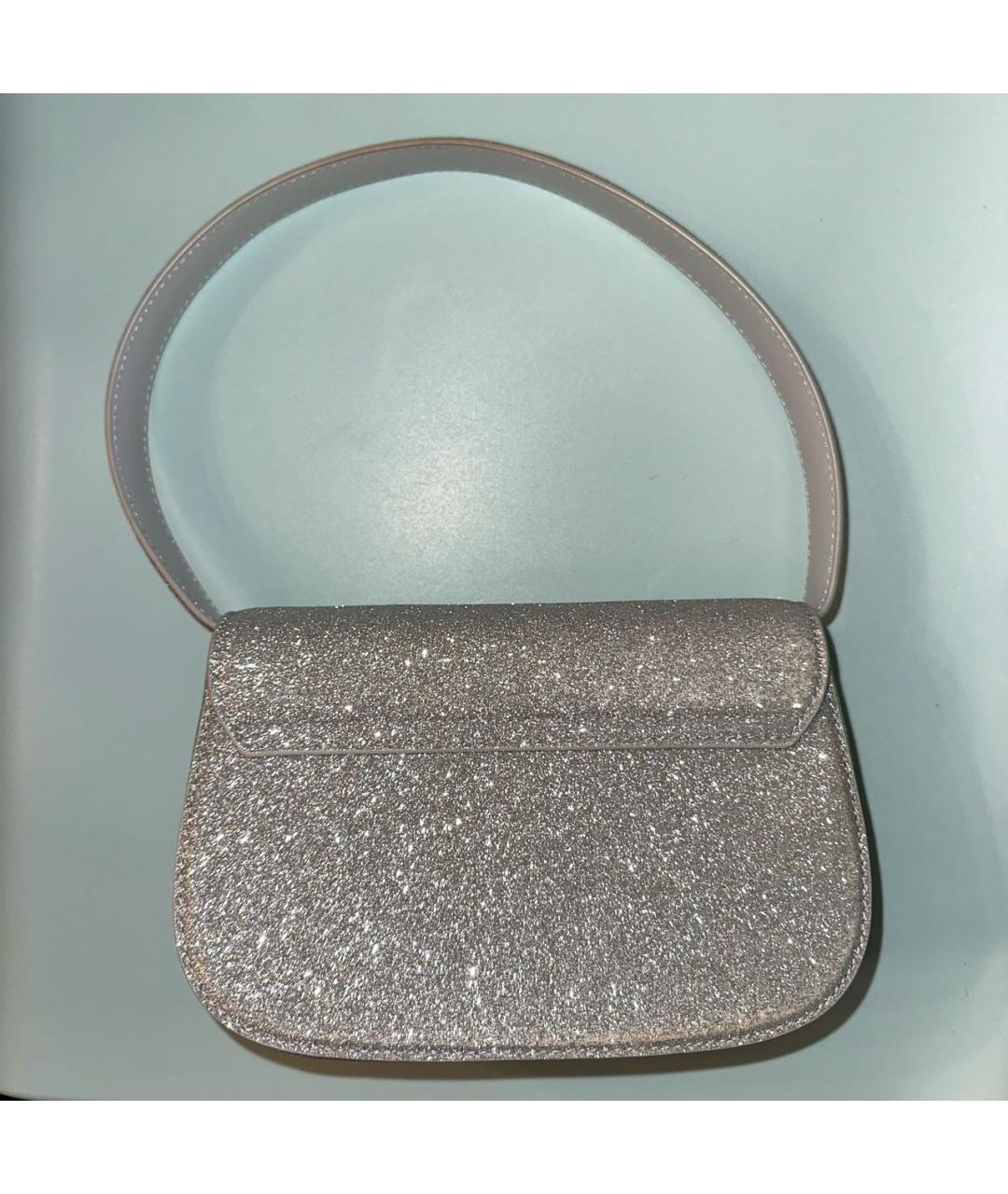 DIESEL Серебряная кожаная сумка с короткими ручками, фото 2