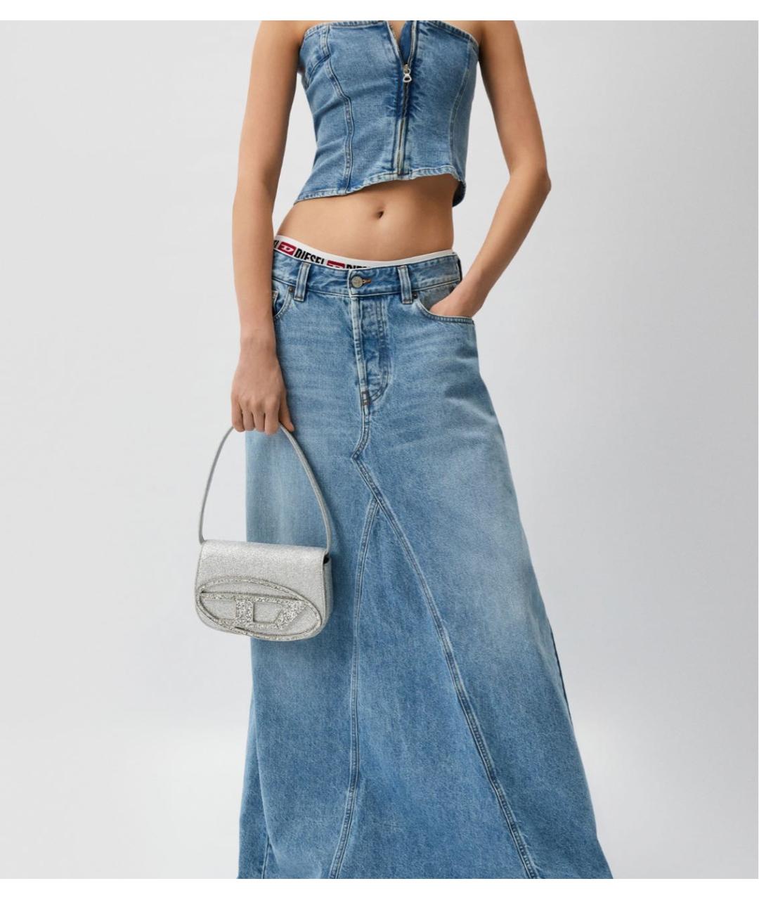 DIESEL Серебряная кожаная сумка с короткими ручками, фото 5