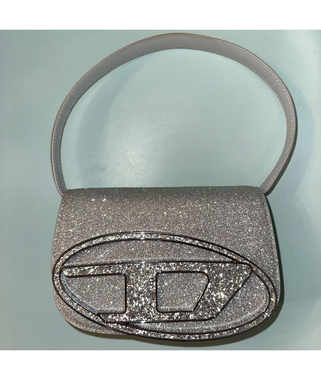 DIESEL Серебряная кожаная сумка с короткими ручками, фото 8