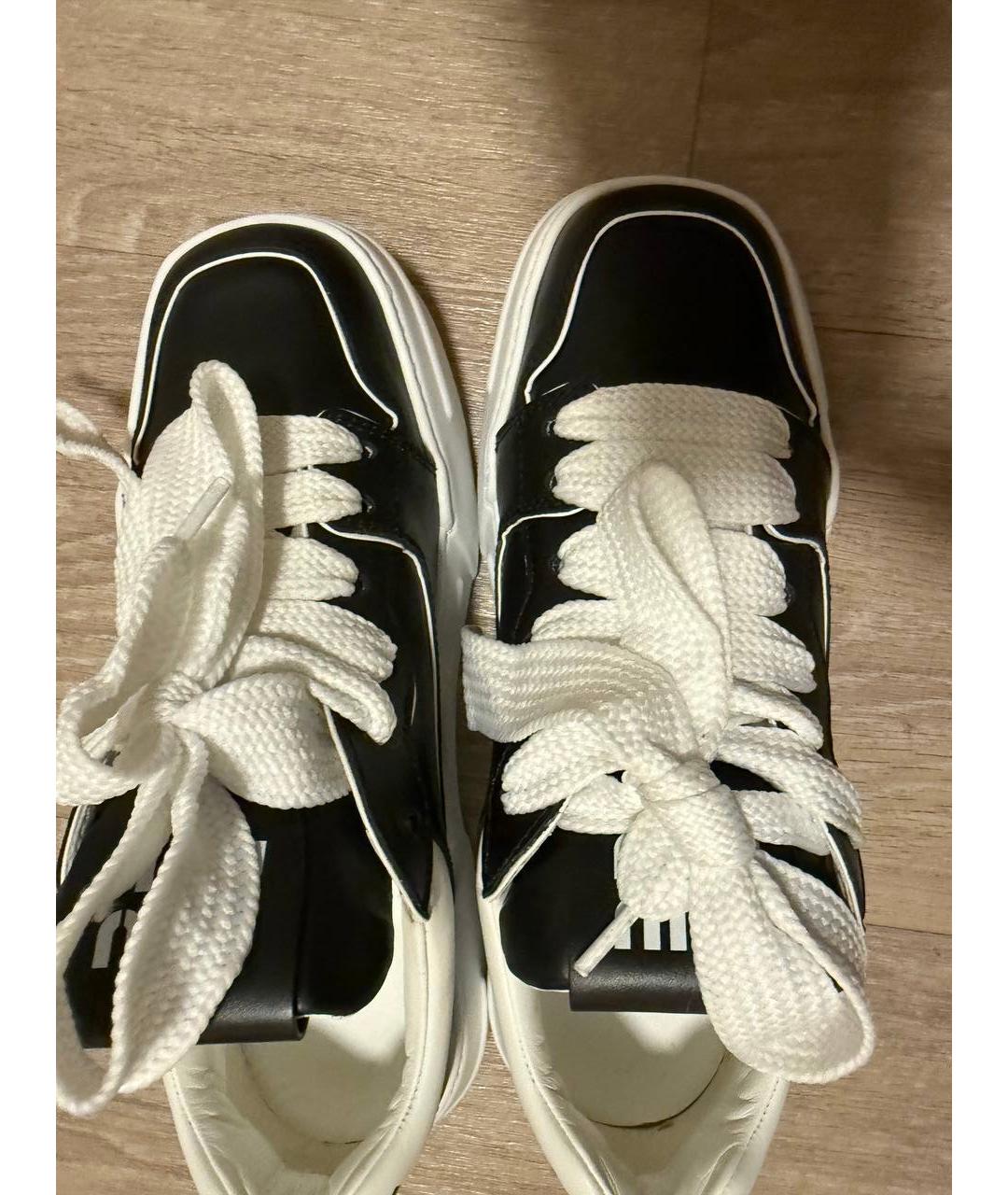 MIU MIU Черные кожаные кеды, фото 3