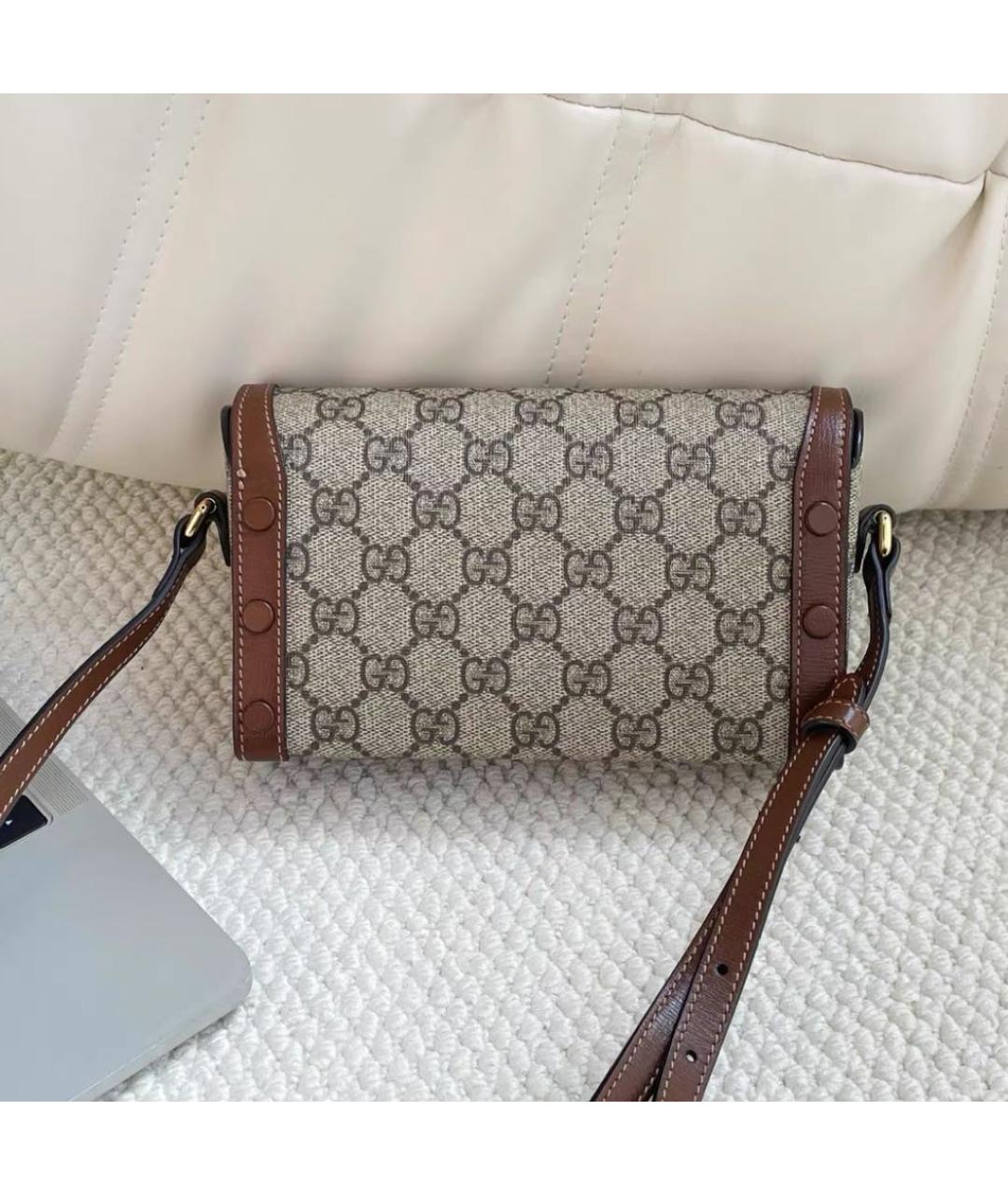 GUCCI Коричневая кожаная сумка через плечо, фото 3