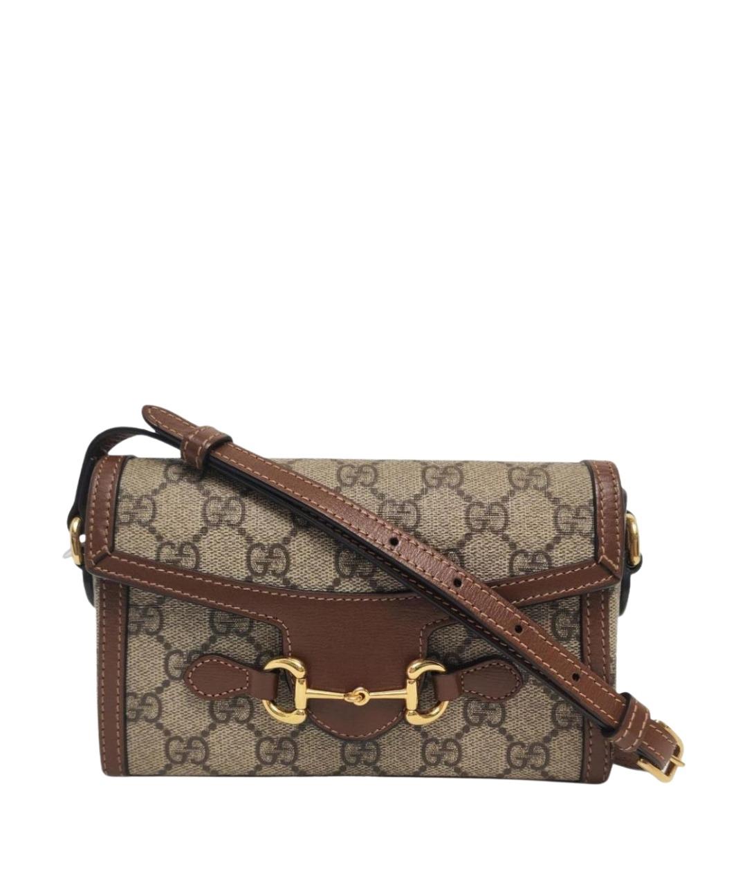 GUCCI Коричневая кожаная сумка через плечо, фото 1