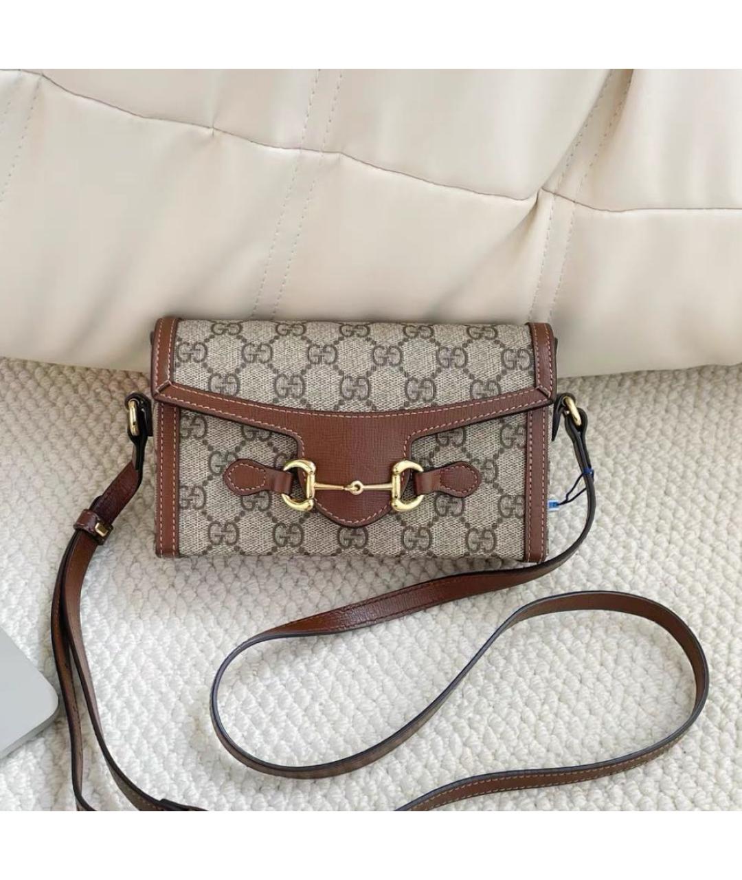 GUCCI Коричневая кожаная сумка через плечо, фото 2