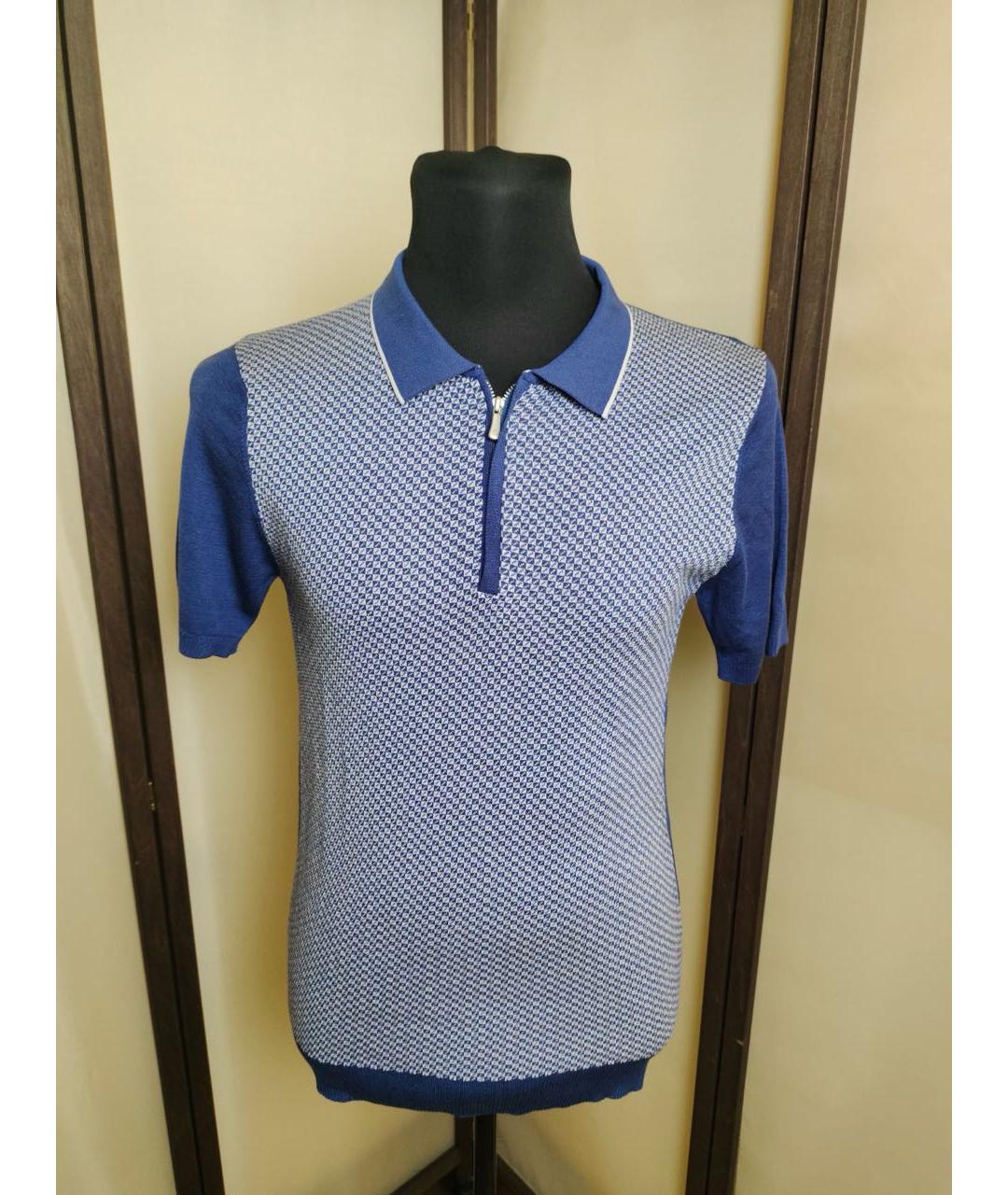 BILANCIONI Синее хлопковое поло с коротким рукавом, фото 6