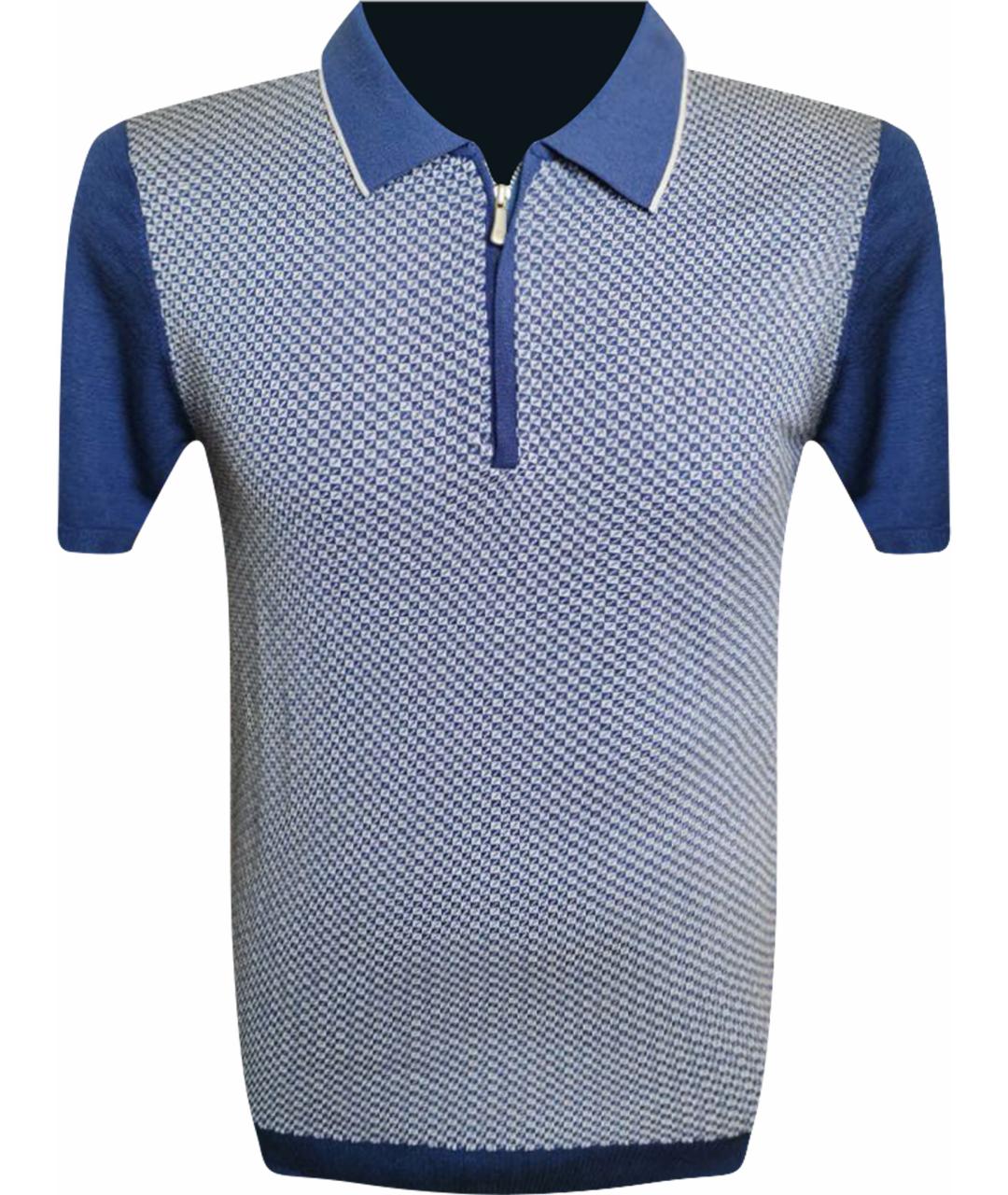 BILANCIONI Синее хлопковое поло с коротким рукавом, фото 1