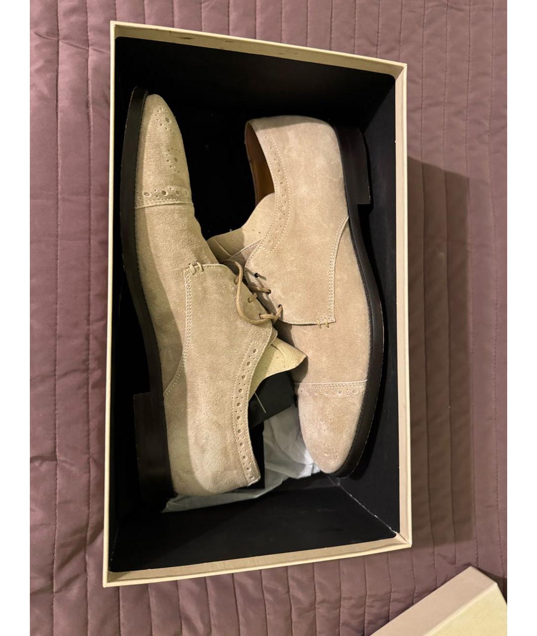 ARMANI COLLEZIONI Бежевые замшевые низкие ботинки, фото 8