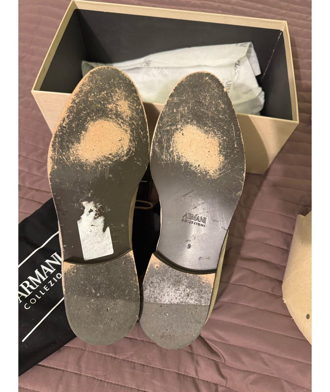 ARMANI COLLEZIONI Бежевые замшевые низкие ботинки, фото 7