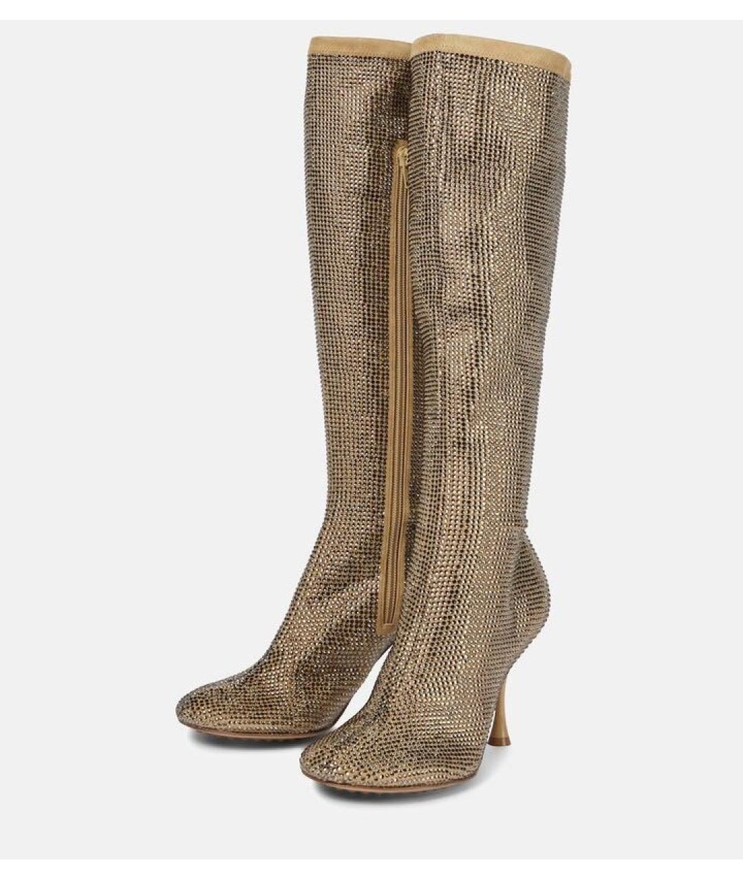 BOTTEGA VENETA Бежевые кожаные сапоги, фото 4