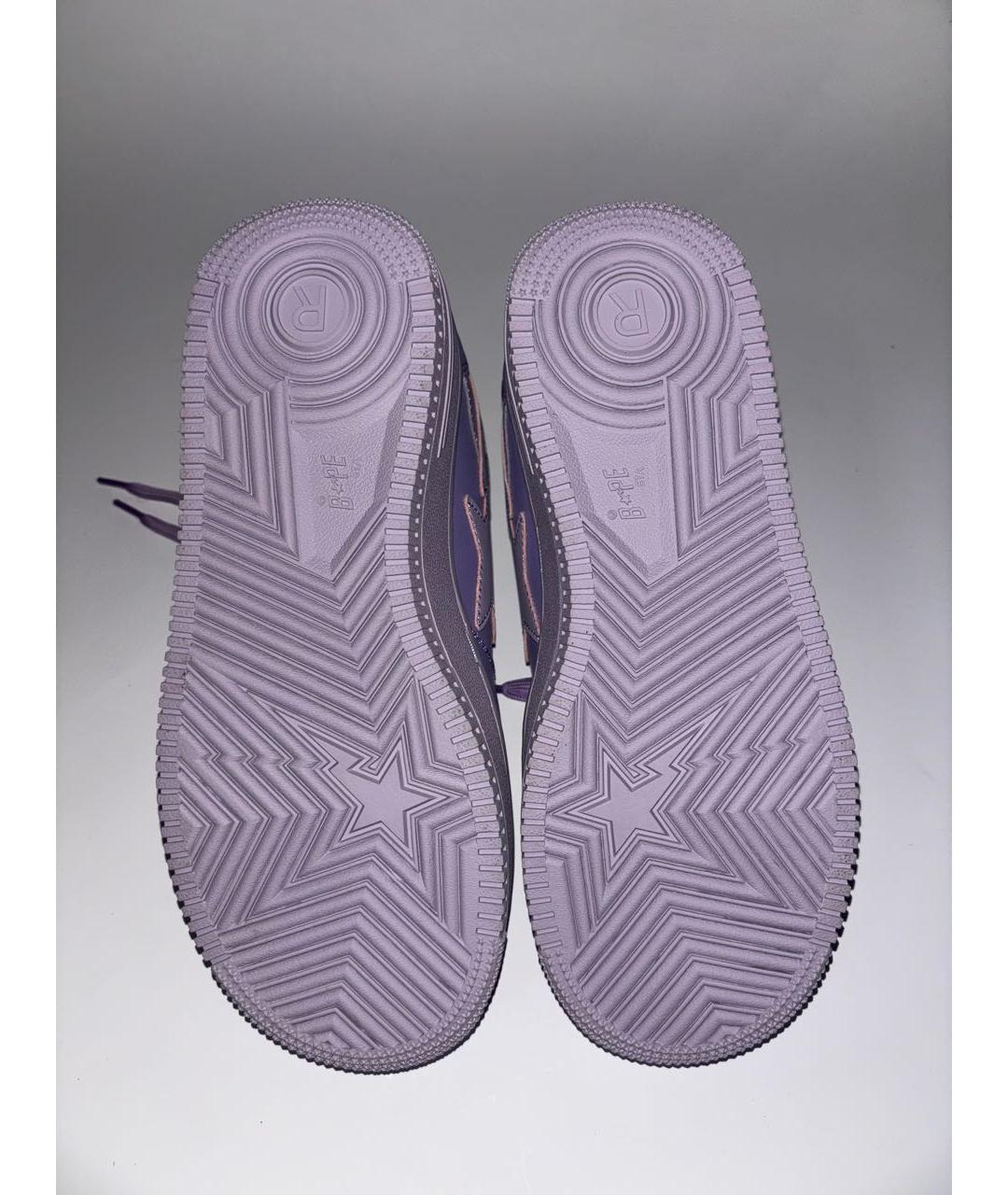 BAPE Фиолетовые кожаные кроссовки, фото 7