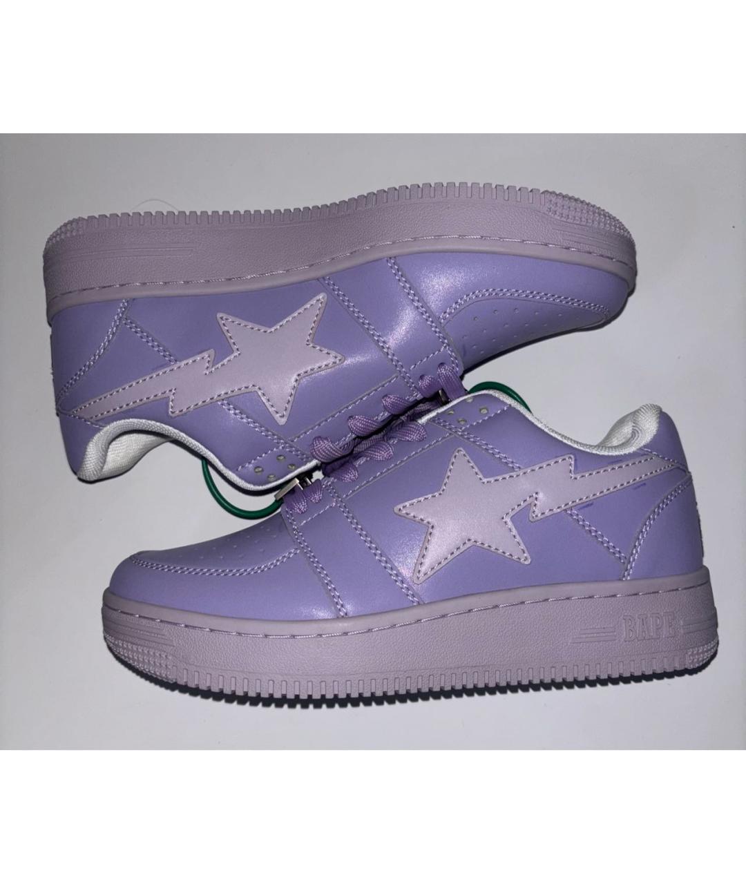 BAPE Фиолетовые кожаные кроссовки, фото 9