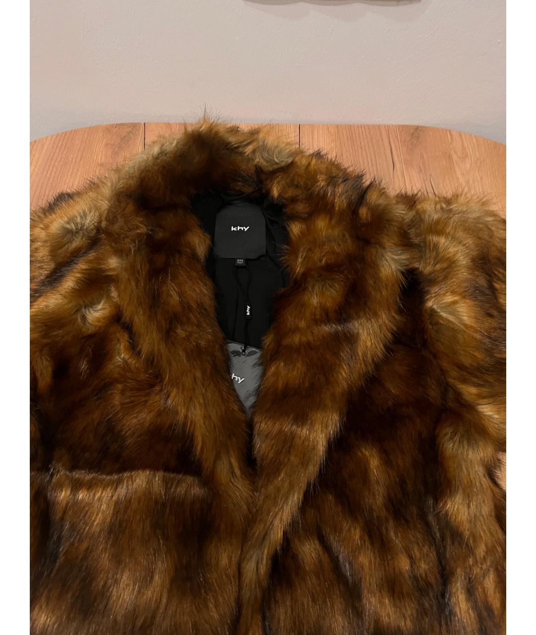 KHY Коричневая меховая шуба, фото 3