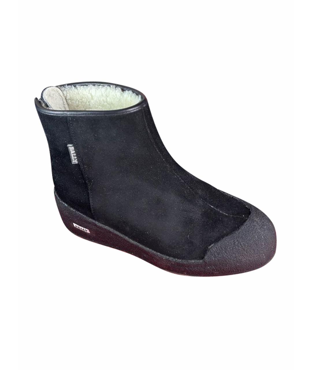 BALLY Черные замшевые высокие ботинки, фото 1