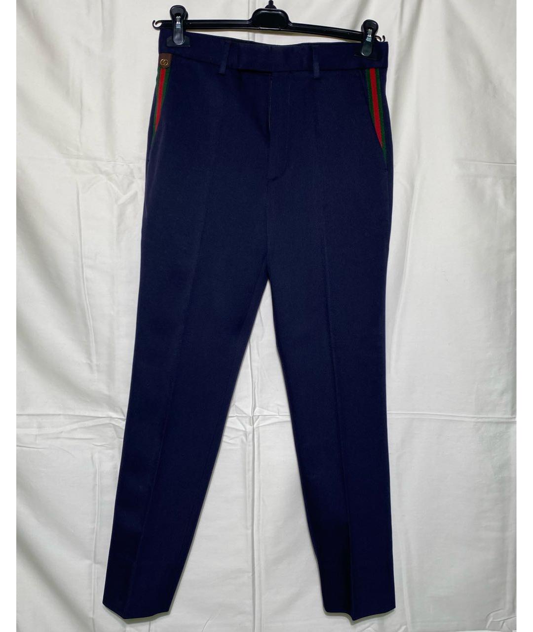 GUCCI Темно-синие шерстяные прямые брюки, фото 8