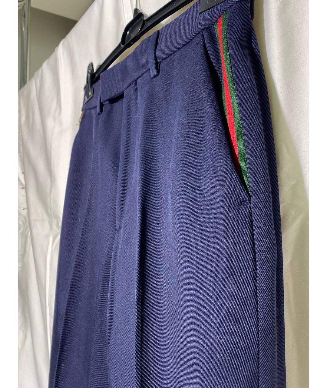 GUCCI Темно-синие шерстяные прямые брюки, фото 3