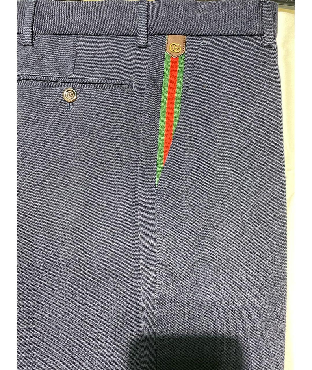 GUCCI Темно-синие шерстяные прямые брюки, фото 4