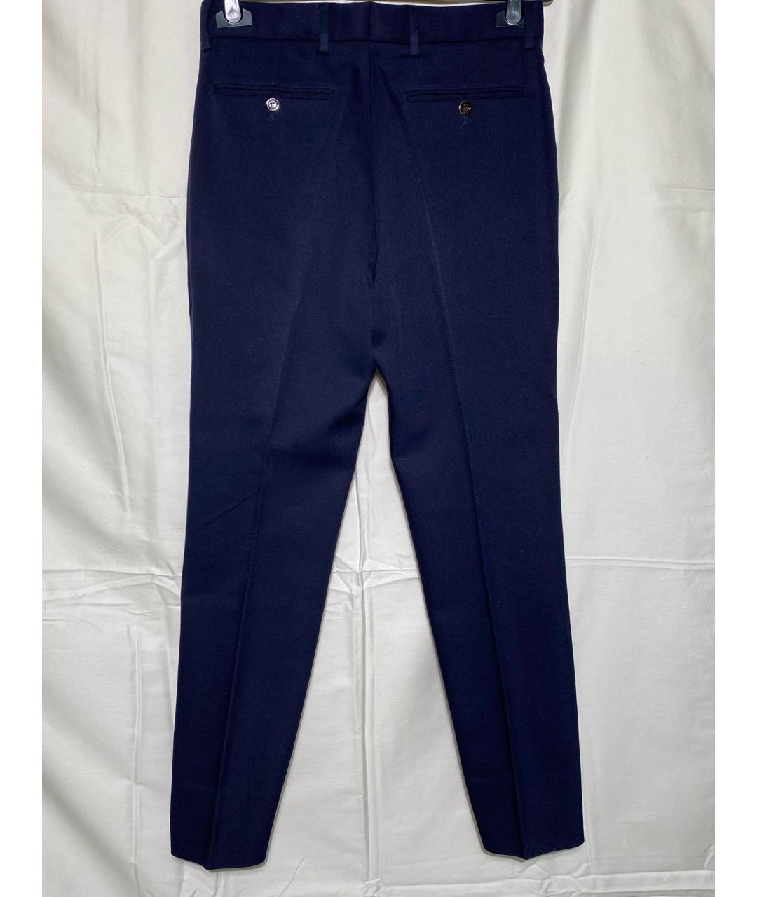 GUCCI Темно-синие шерстяные прямые брюки, фото 2