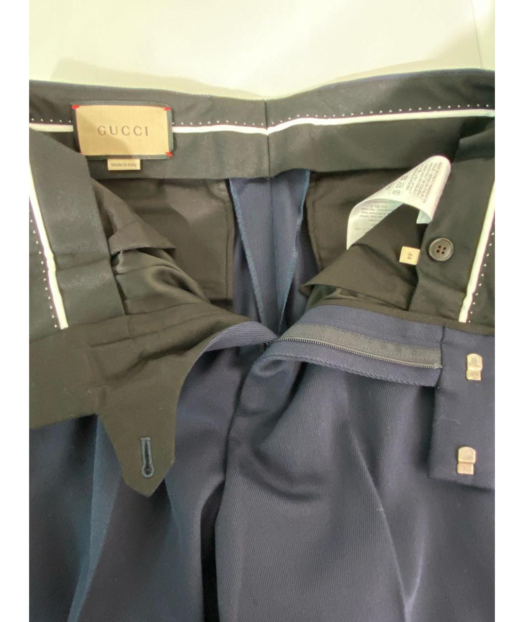 GUCCI Темно-синие шерстяные прямые брюки, фото 7