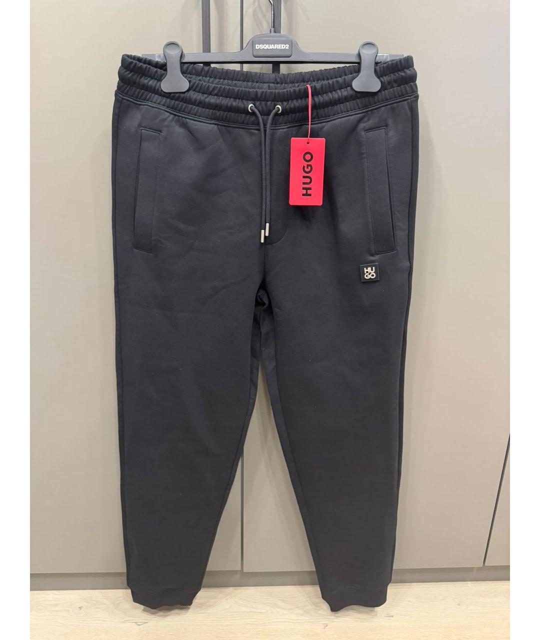 HUGO Черные хлопковые повседневные брюки, фото 4