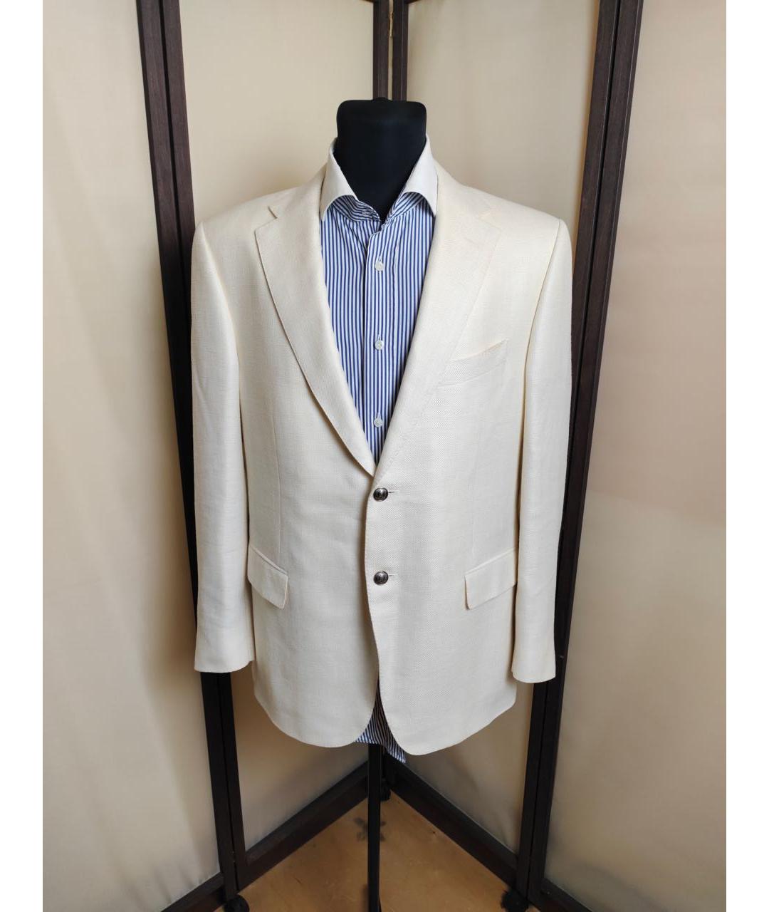 CORNELIANI Бежевый шелковый пиджак, фото 9