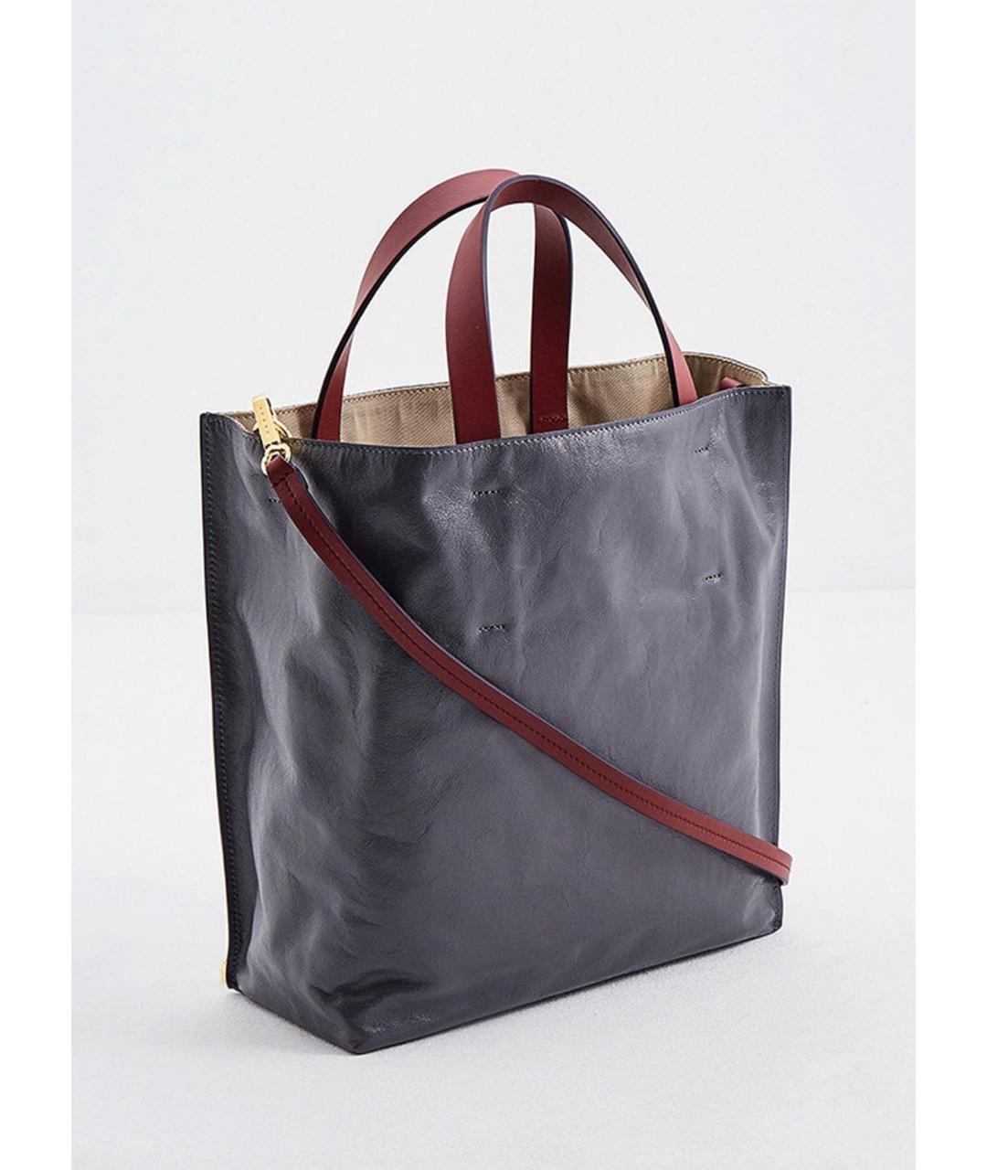 MARNI Черная кожаная сумка с короткими ручками, фото 2