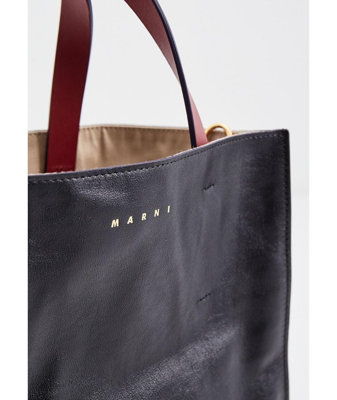 MARNI Черная кожаная сумка с короткими ручками, фото 3