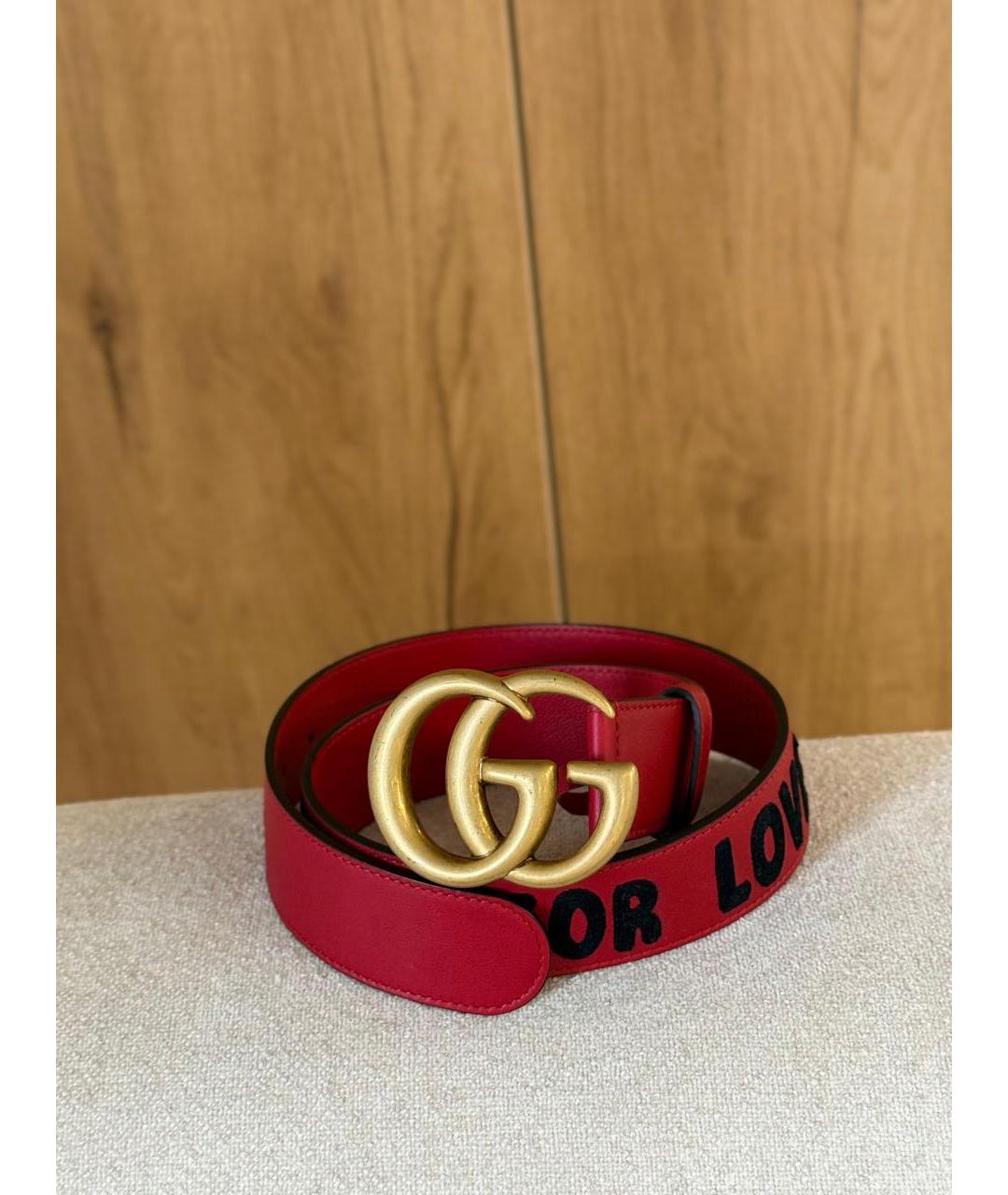 GUCCI Красный кожаный ремень, фото 3