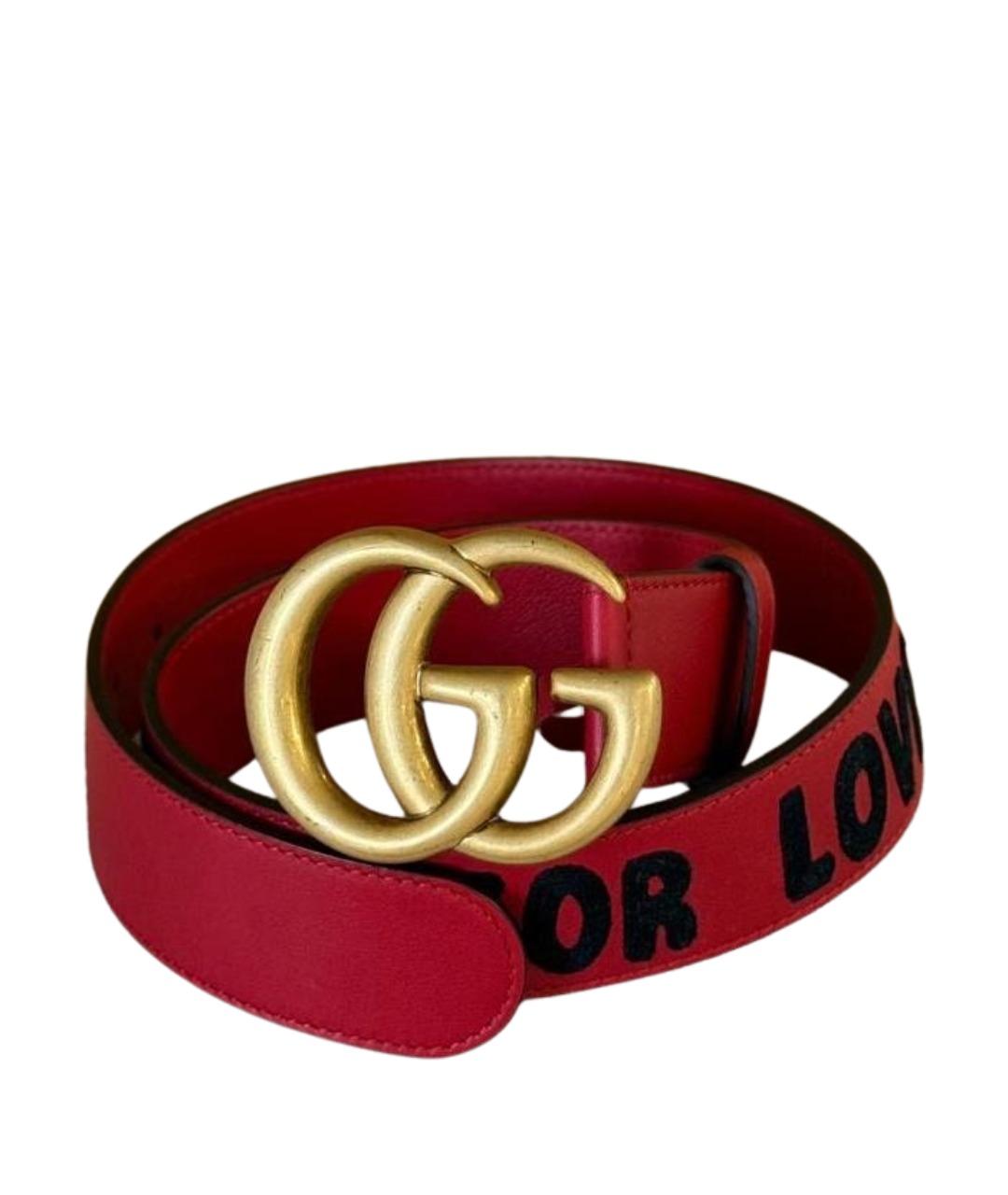 GUCCI Красный кожаный ремень, фото 1