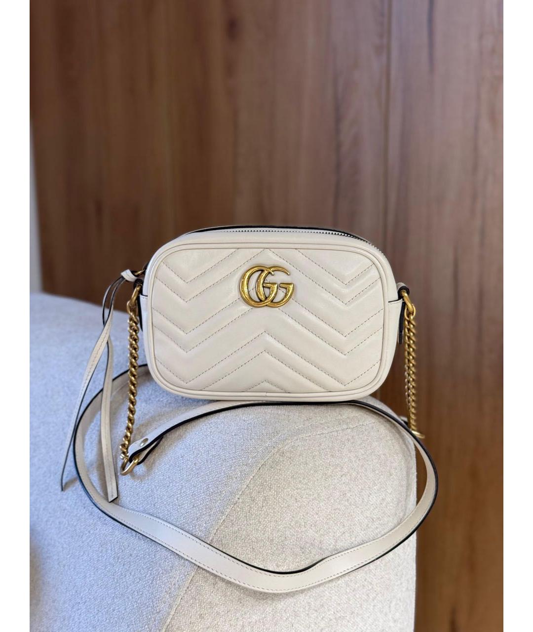 GUCCI Белая кожаная сумка через плечо, фото 2