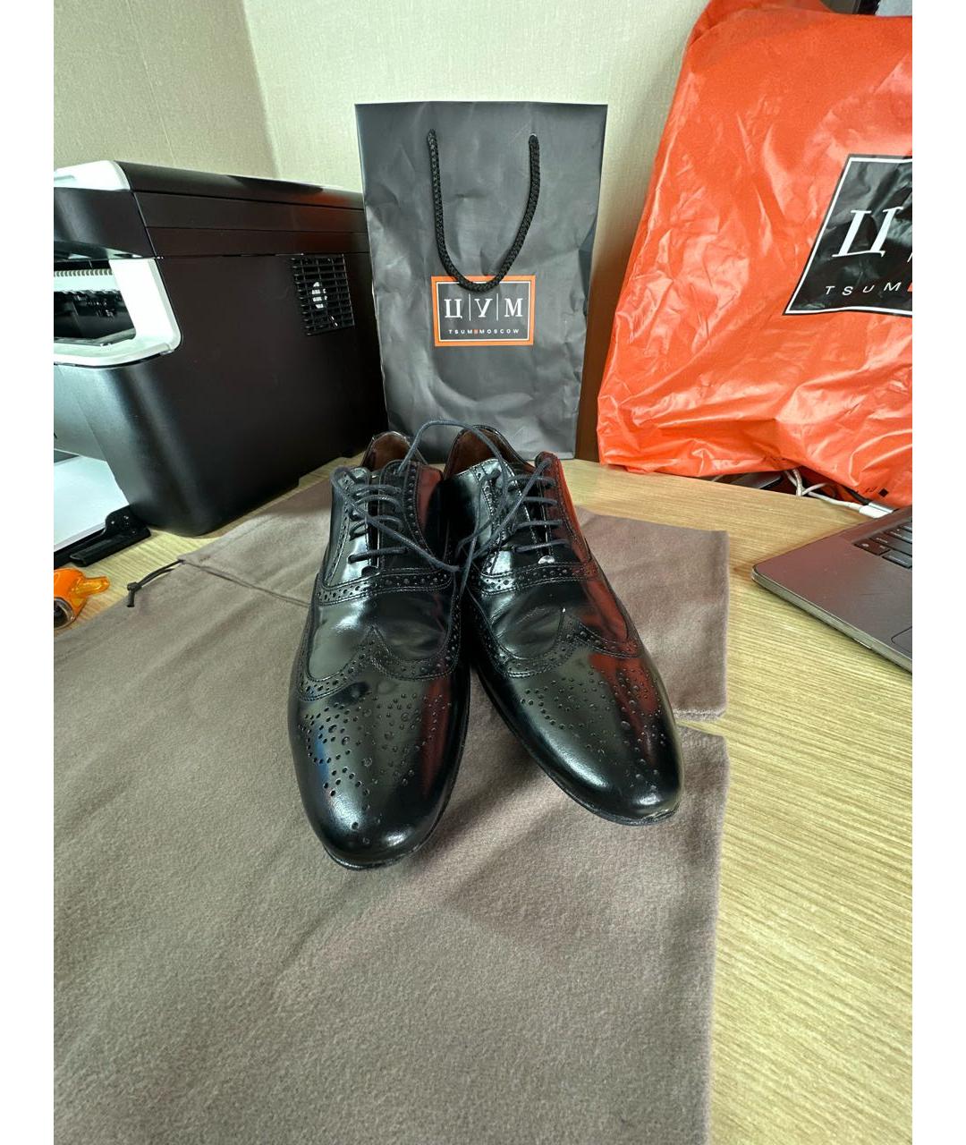 CANALI Черные кожаные туфли, фото 2