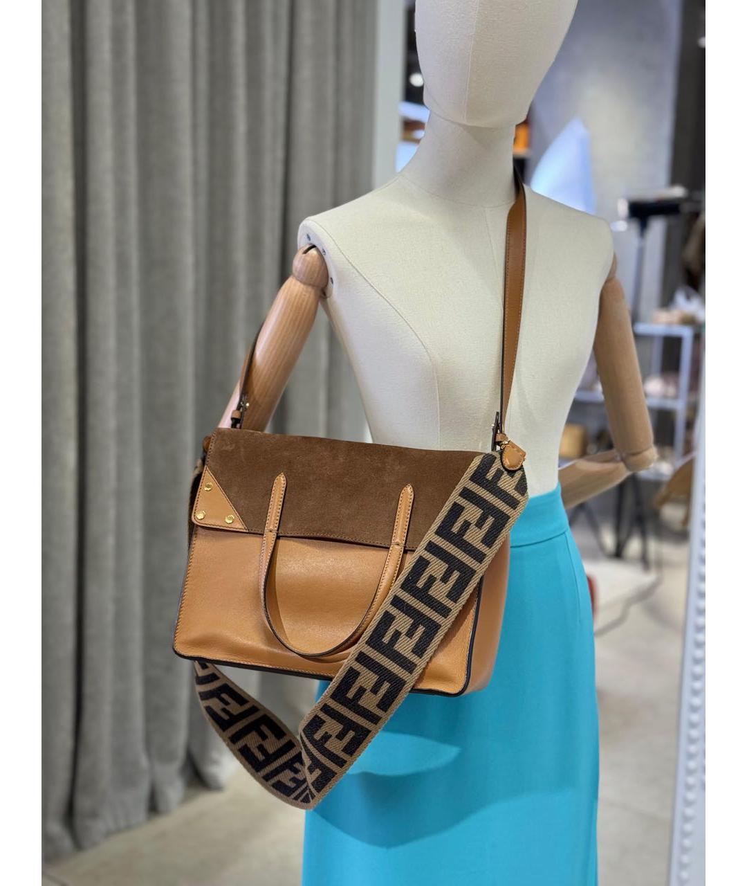 FENDI Коричневая кожаная сумка через плечо, фото 2