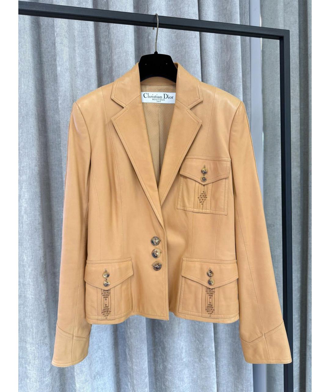 CHRISTIAN DIOR Бежевая кожаная куртка, фото 4