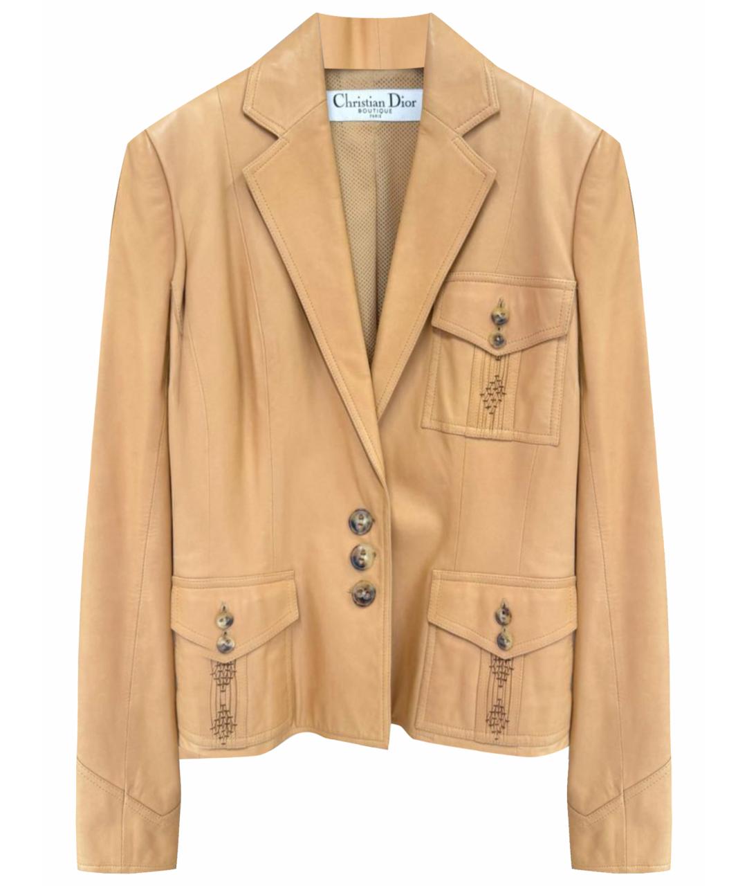 CHRISTIAN DIOR Бежевая кожаная куртка, фото 1