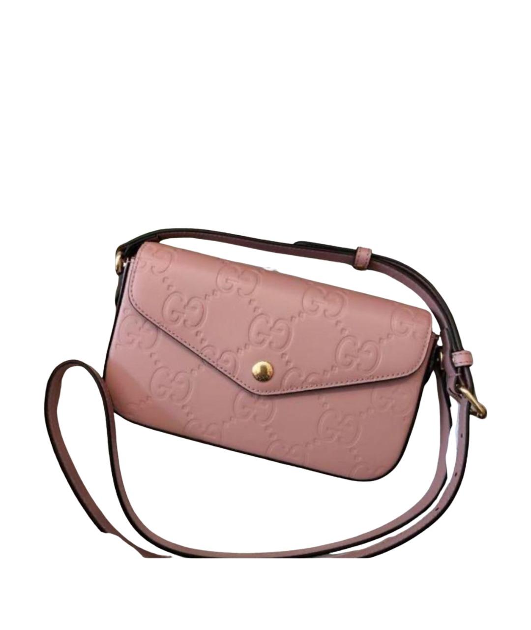 GUCCI Розовая кожаная сумка через плечо, фото 1