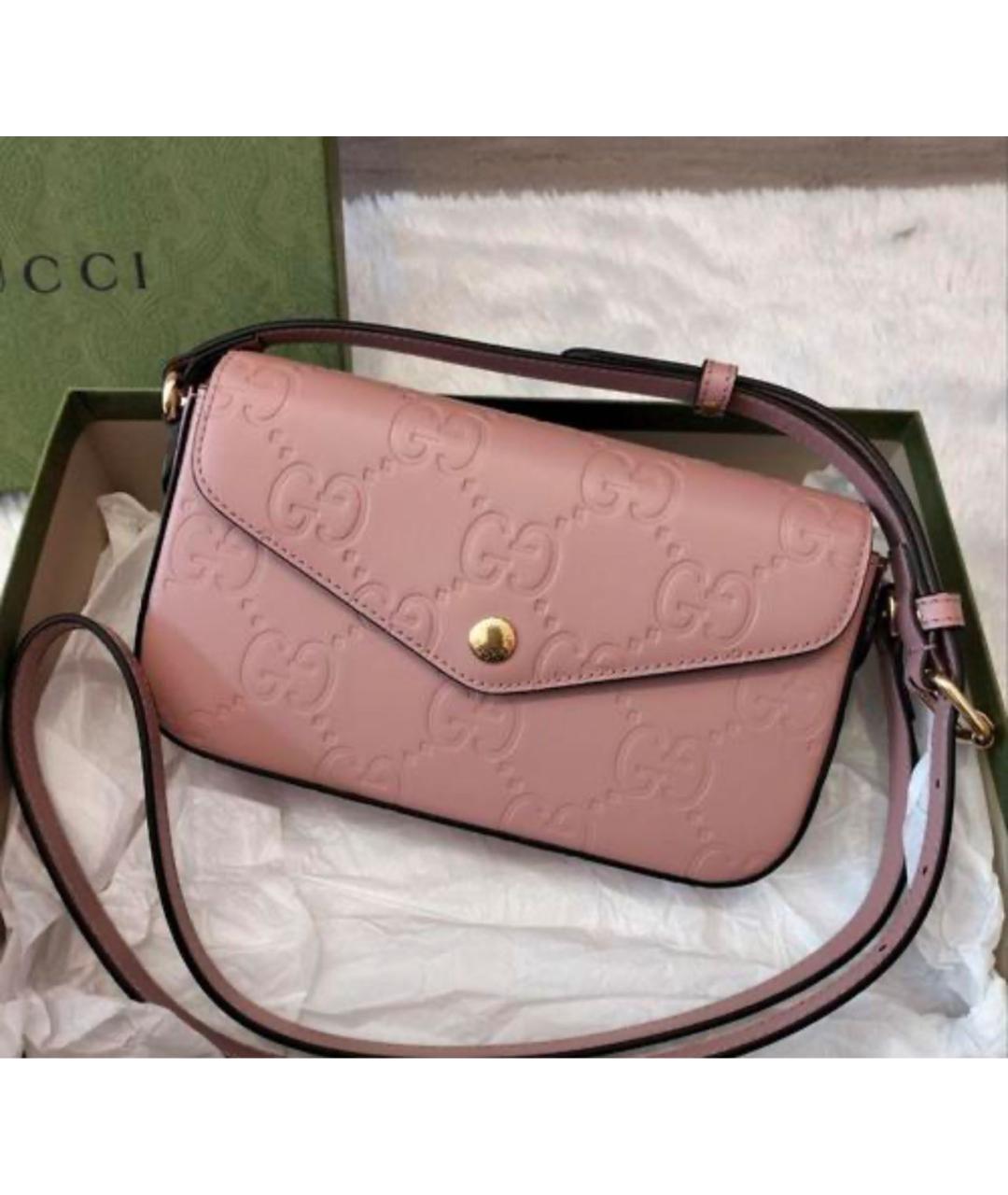 GUCCI Розовая кожаная сумка через плечо, фото 2