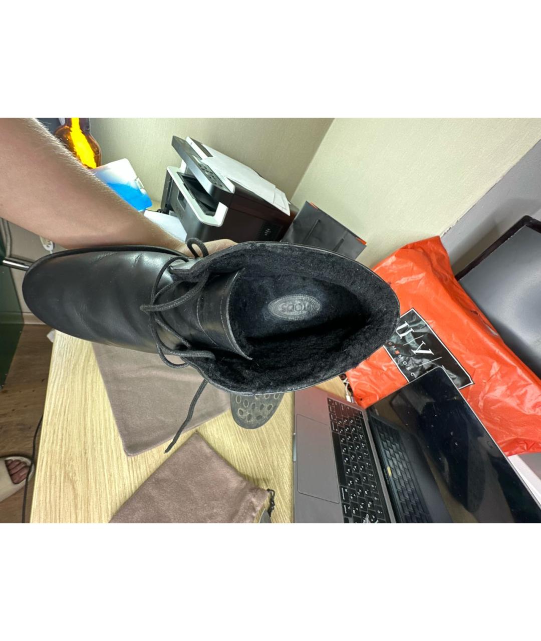 TOD'S Черные кожаные высокие ботинки, фото 6