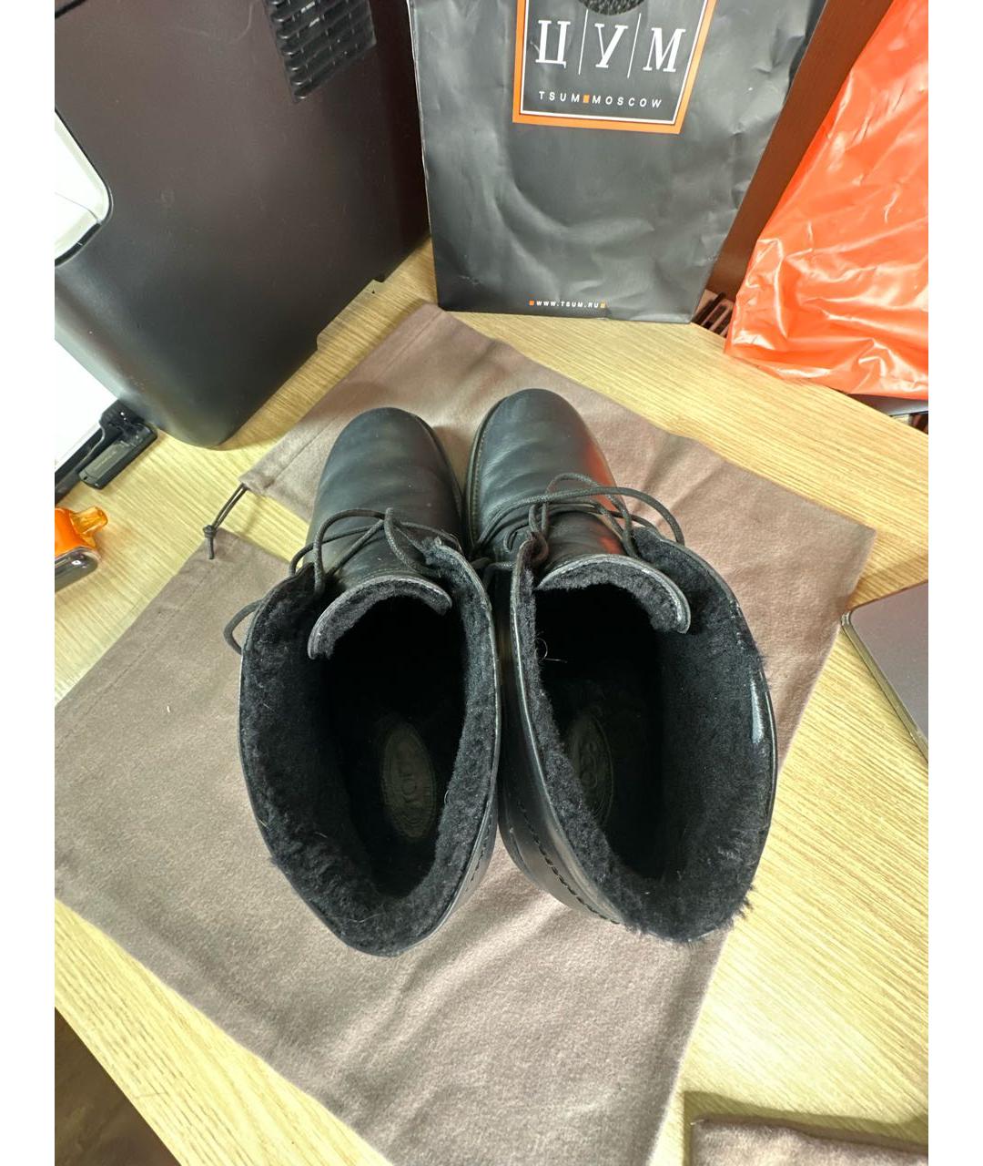 TOD'S Черные кожаные высокие ботинки, фото 3