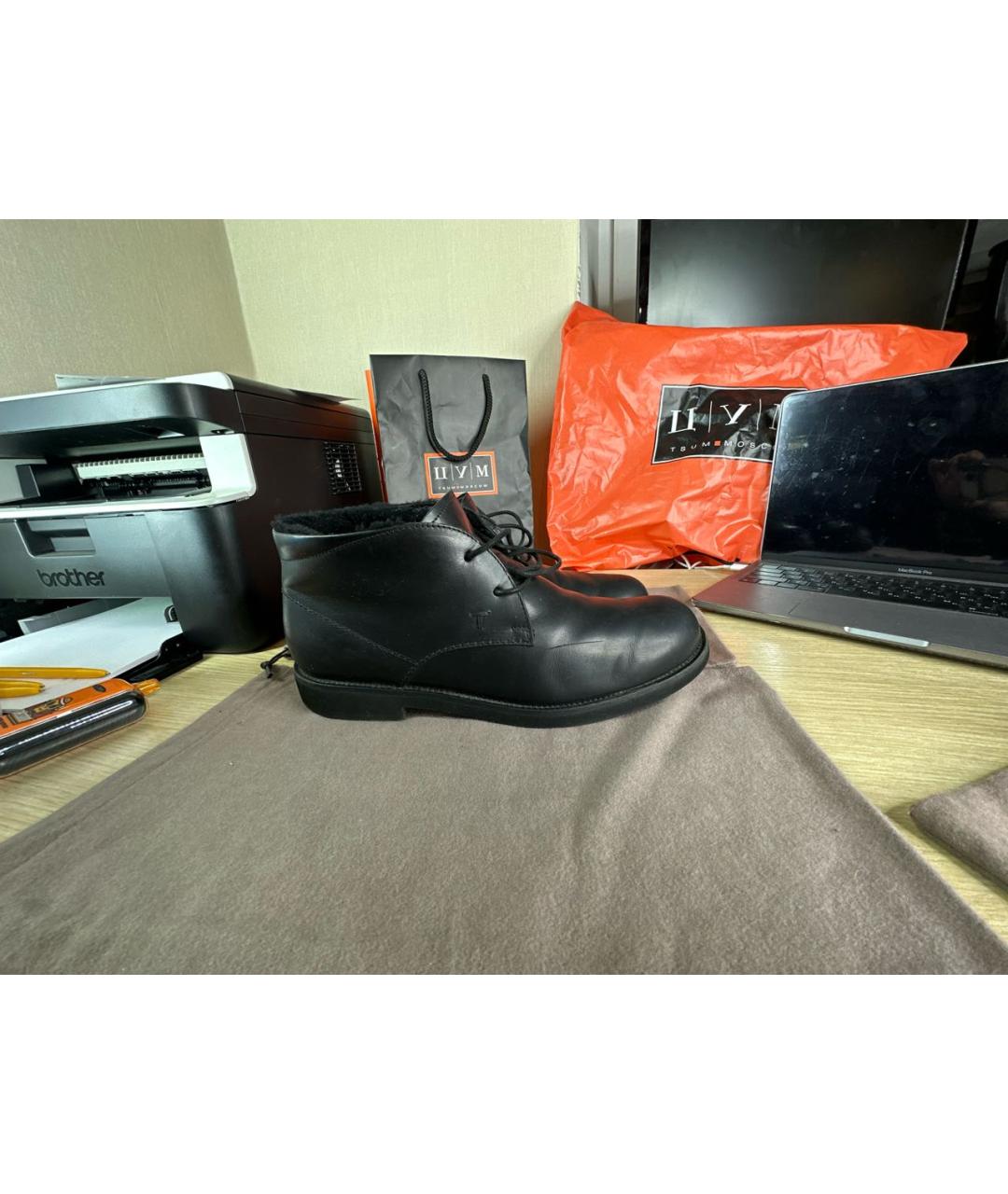 TOD'S Черные кожаные высокие ботинки, фото 9