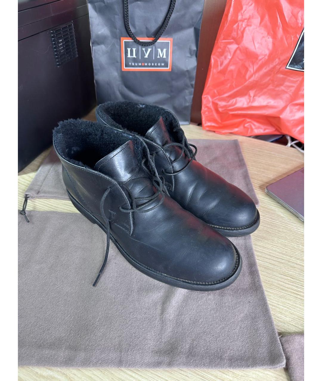 TOD'S Черные кожаные высокие ботинки, фото 8