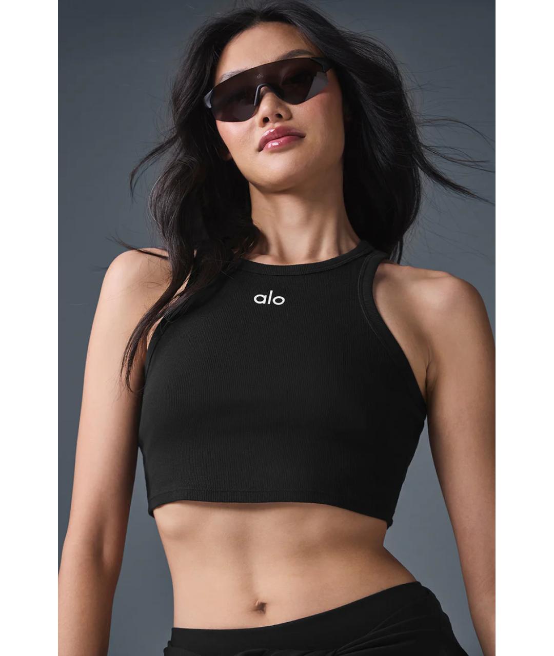 ALO YOGA Черная хлопковая майка, фото 5