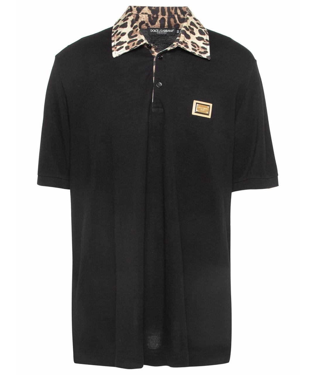 DOLCE&GABBANA Черное хлопковое поло с коротким рукавом, фото 1