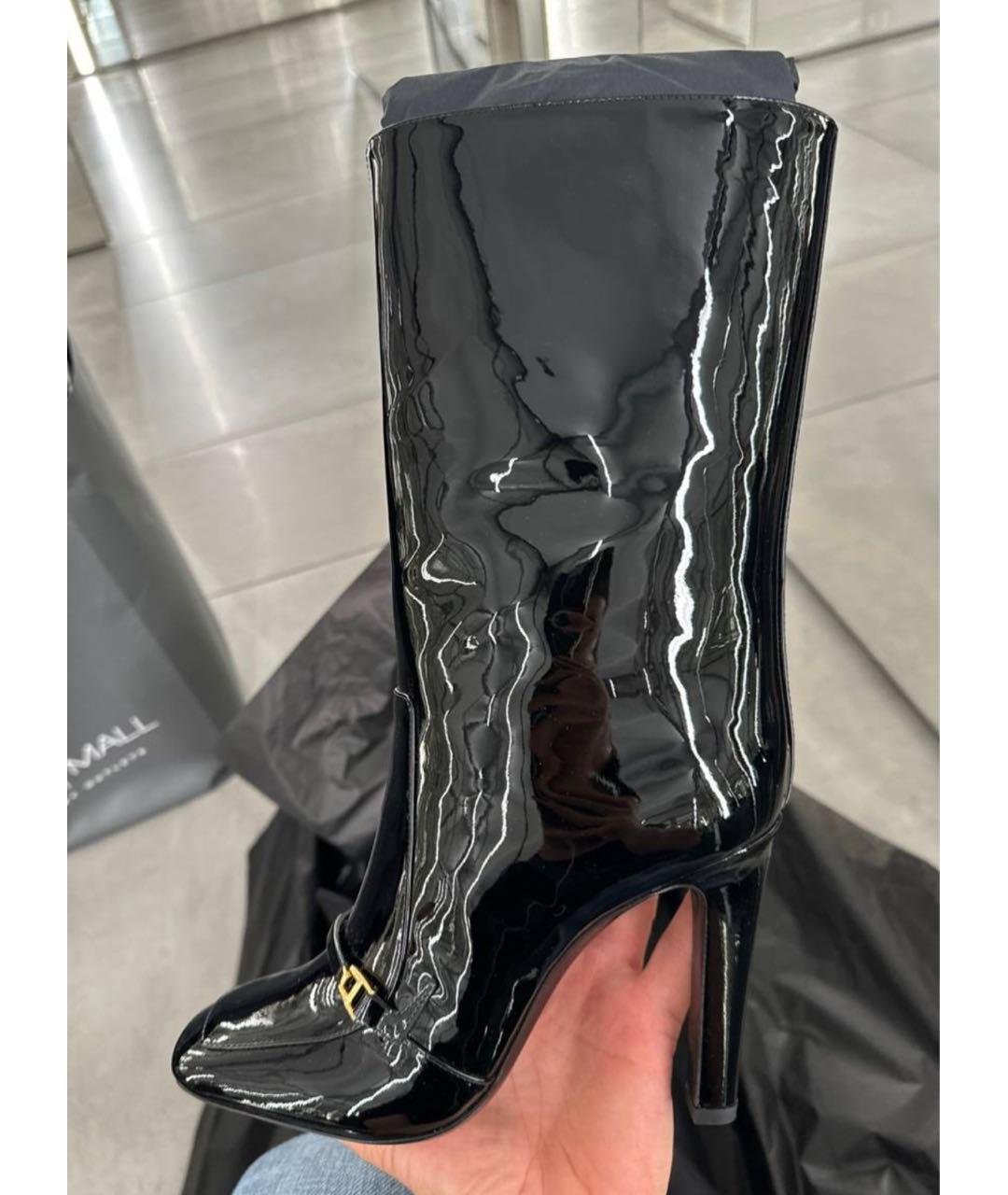 SAINT LAURENT Черные кожаные полусапоги, фото 2