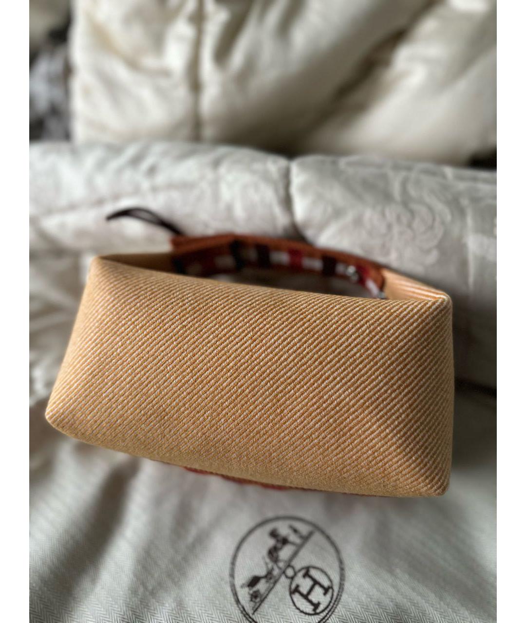 HERMES Бежевая шерстяная косметичка, фото 4