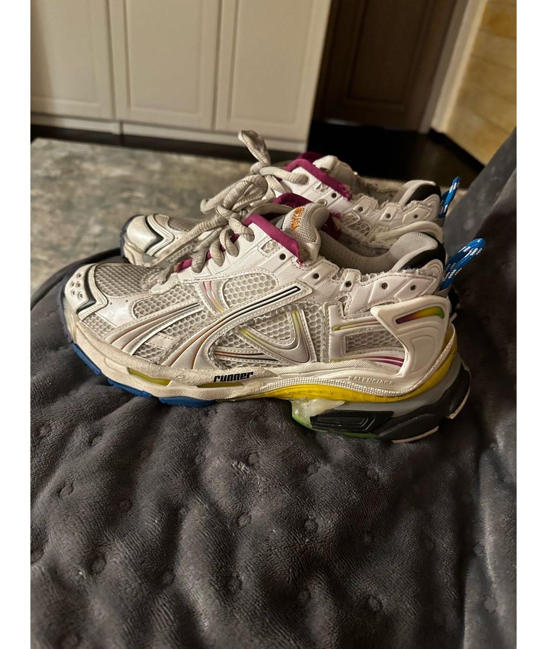 BALENCIAGA Белые текстильные низкие кроссовки / кеды, фото 9