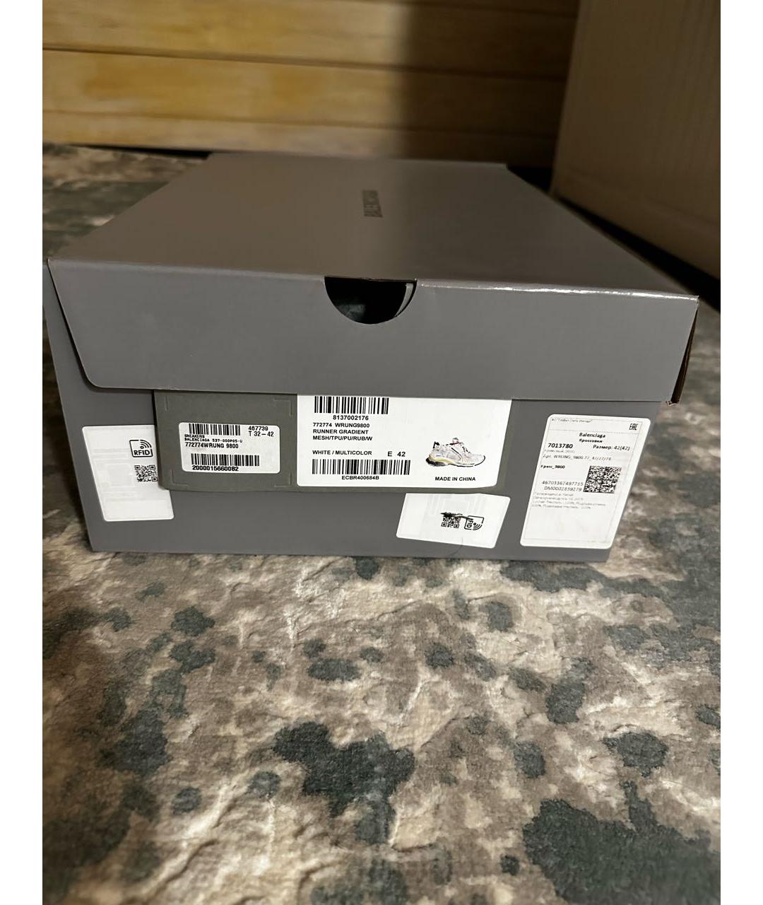 BALENCIAGA Белые текстильные низкие кроссовки / кеды, фото 8