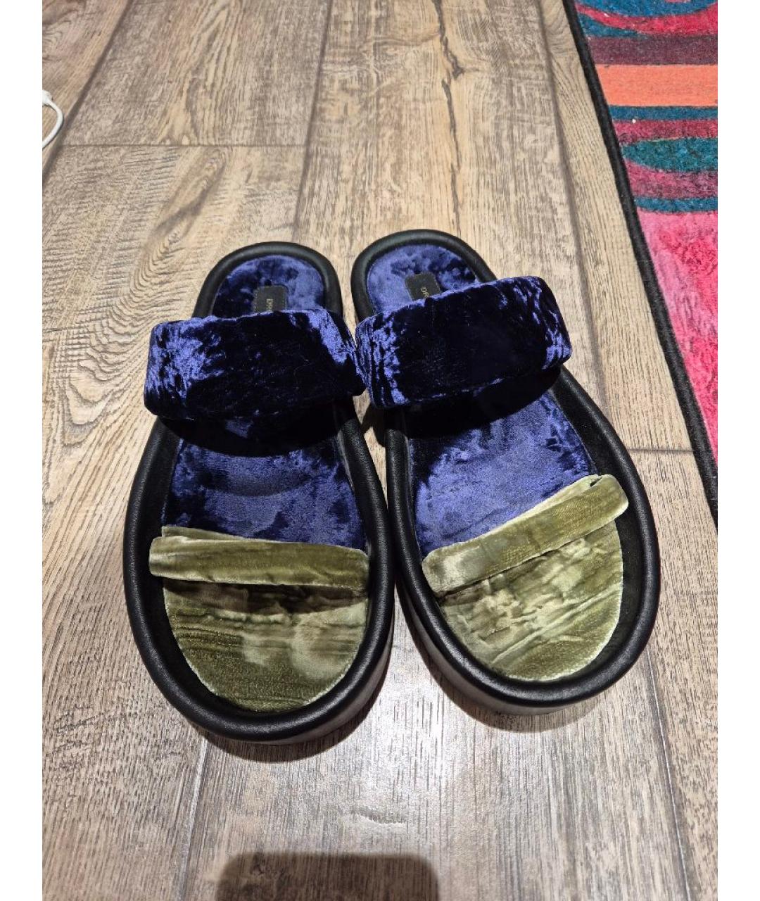 DRIES VAN NOTEN Мульти бархатные босоножки, фото 3